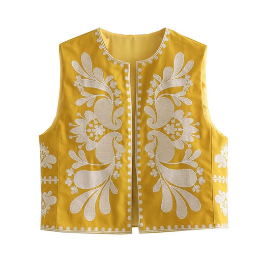European And American Women's Clothing Sleeveless Embroidered Vest Women's Top