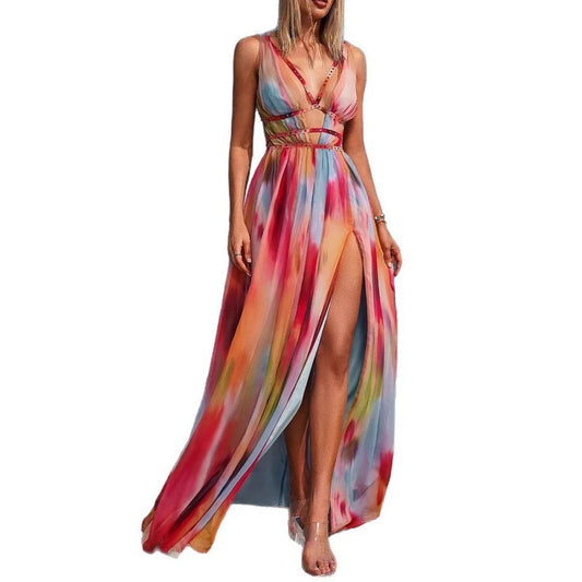 Fashion Personality Female Split Tied Dress