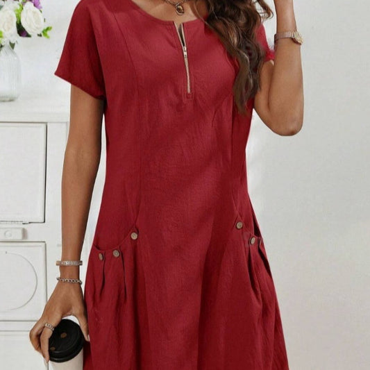 Best Selling Women's Clothes Summer Zipper Collar Dress